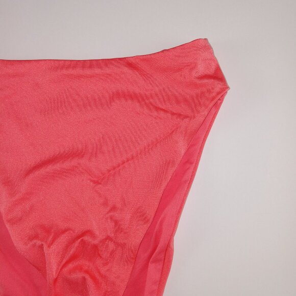 ASOS Design Women's High Leg High Waist Bikini Bottom Size 4 Coral Shimmer Swim - Picture 4 of 9